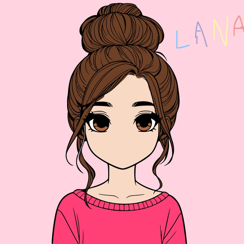 realistic girl with a bun on top of her head.