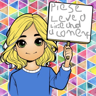 realistic girl holding up a sign