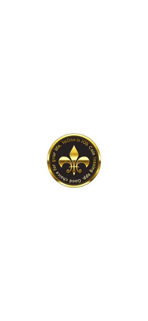 toOne - Heads or Tails - toOne heads or tails app interface featuring a golden coin with a fleur-de-lis symbol
