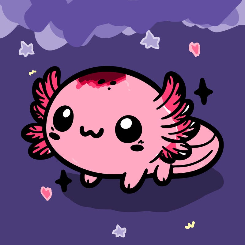cute easy baby axolotl