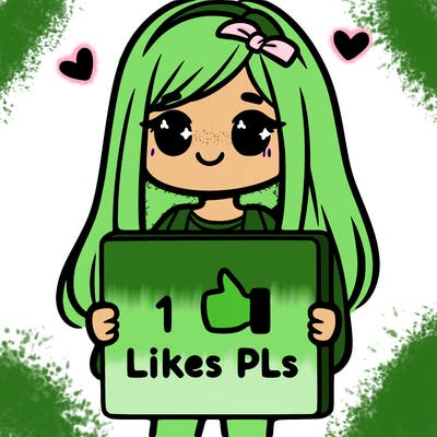 girl holding a sign saying 10 likes pls