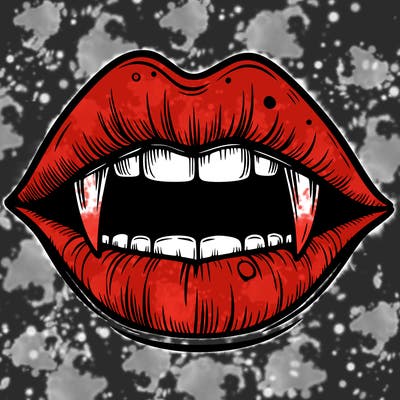 lips with vampire teeth