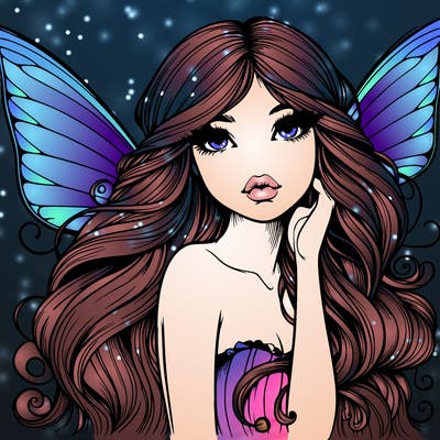 realistic fairy with long hair and lips