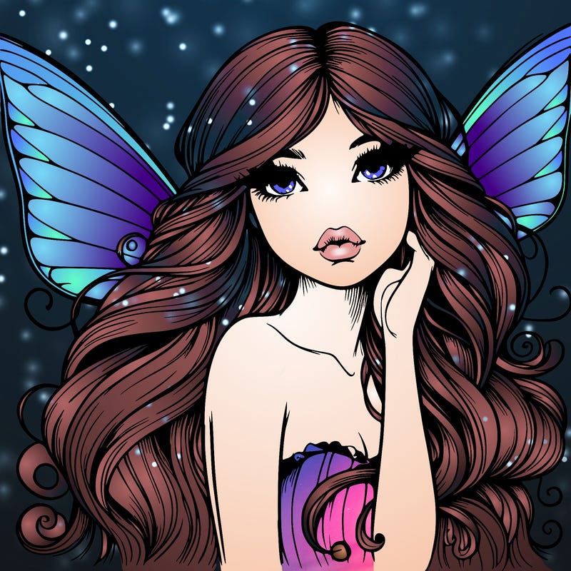 realistic fairy with long hair and lips