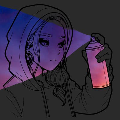 a realistic girl, spray painting