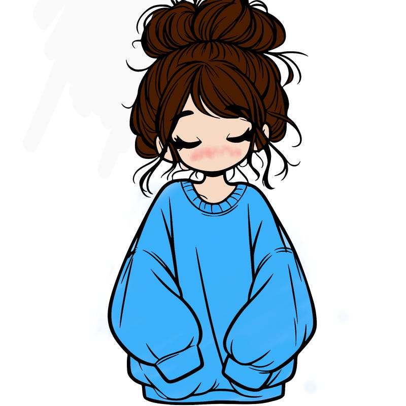 girl with baggy sweatshirt and messy bun