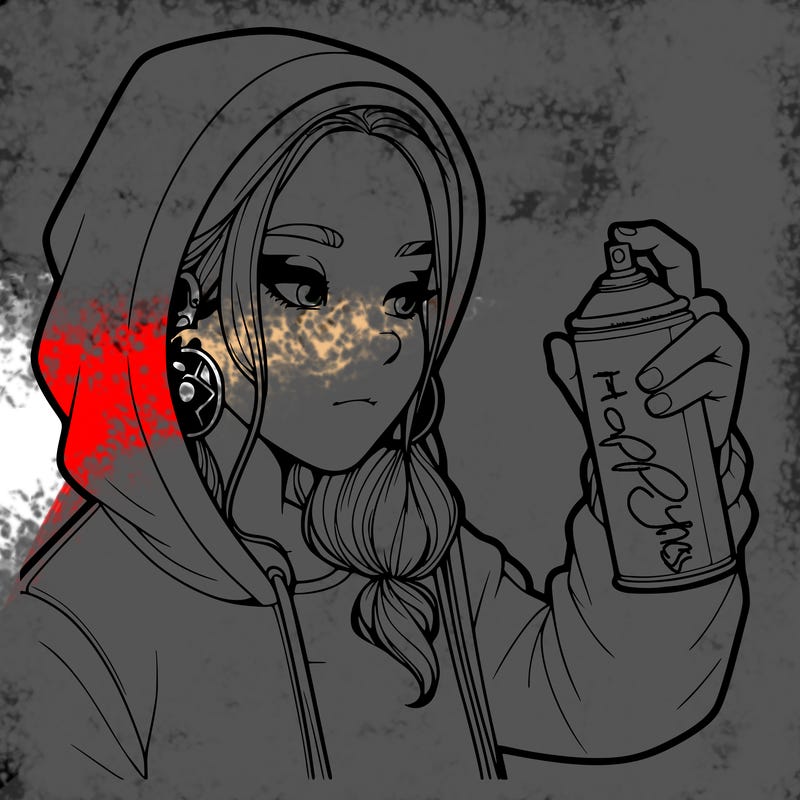 a realistic girl, spray painting
