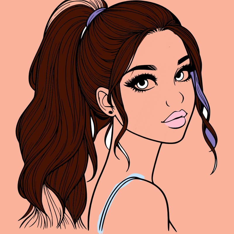 realistic pretty girl with high pony tail