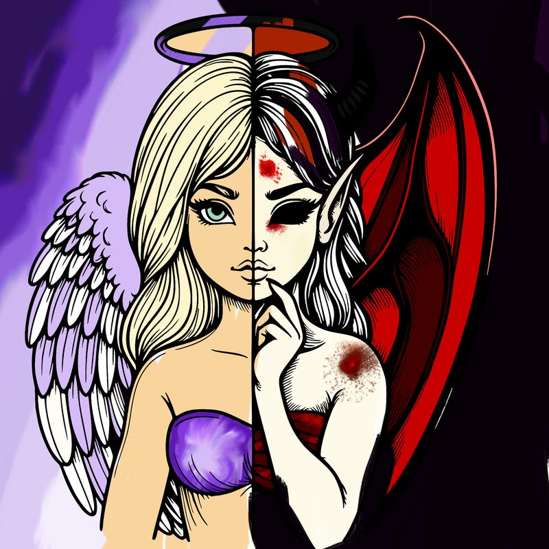 realistic angel half demon