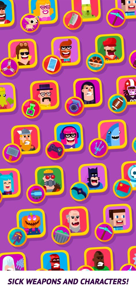 Ultimate Bowmasters - Una colección de personajes coloridos y locos con sus armas distintivas de Ultimate Bowmasters.