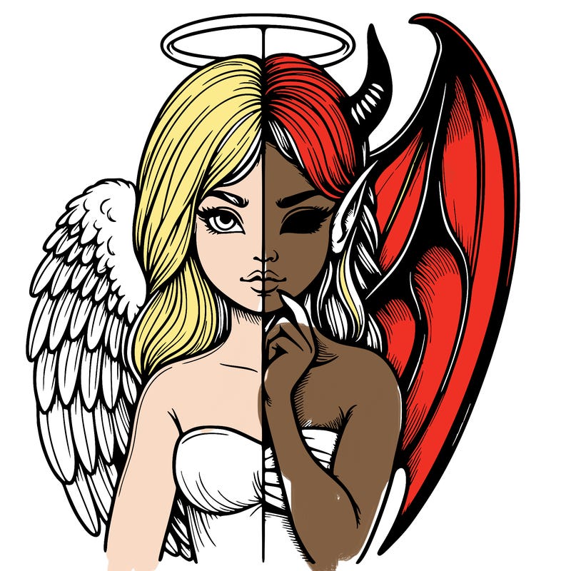 realistic angel half demon