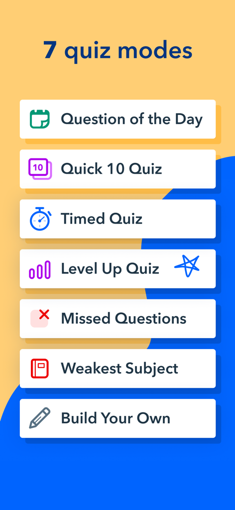 HESI® A2 Prep by Pocket Prep - Interface of the HESI A2 Prep app displaying seven diverse study and quiz modes for nursing students