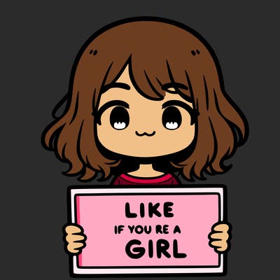 a cute girl holding a sign that says like if you’re a girl
