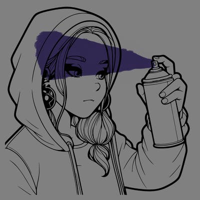 a realistic girl, spray painting