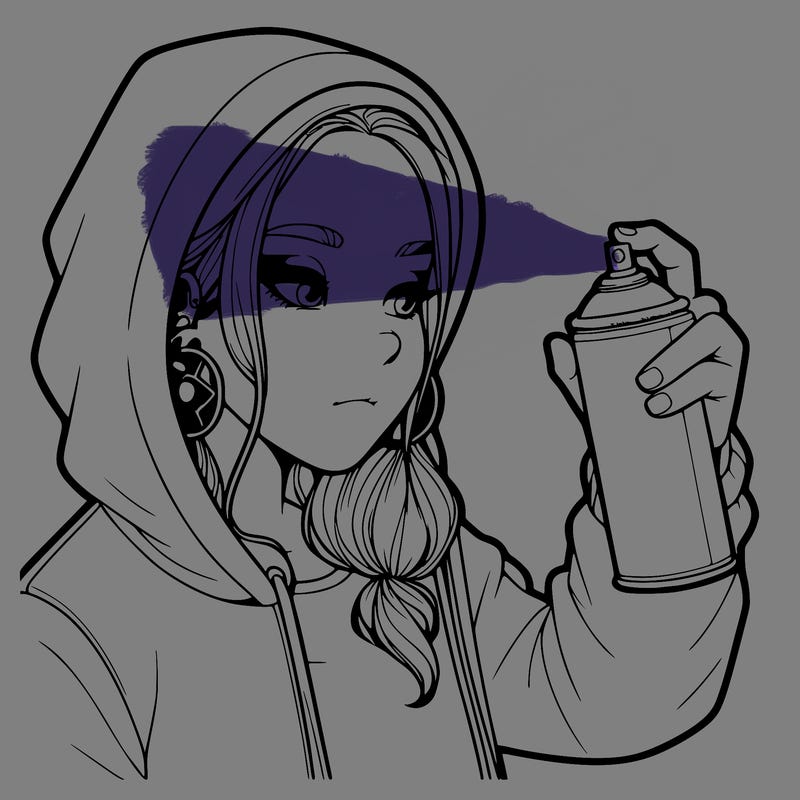 a realistic girl, spray painting