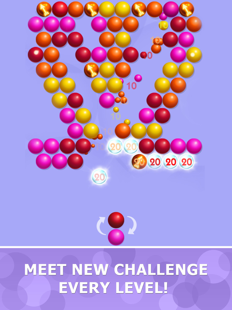 Colorful bubble shooter puzzle gameplay in Bubblez Magic Bubble Quest HD