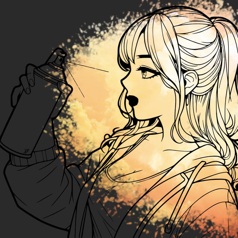 a realistic girl spray, painting