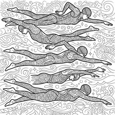 Celebrate the grace of Olympic swimmers with this unique Zentangle coloring page. Immerse yourself in intricate patterns that promise a relaxing and rewarding artistic journey.