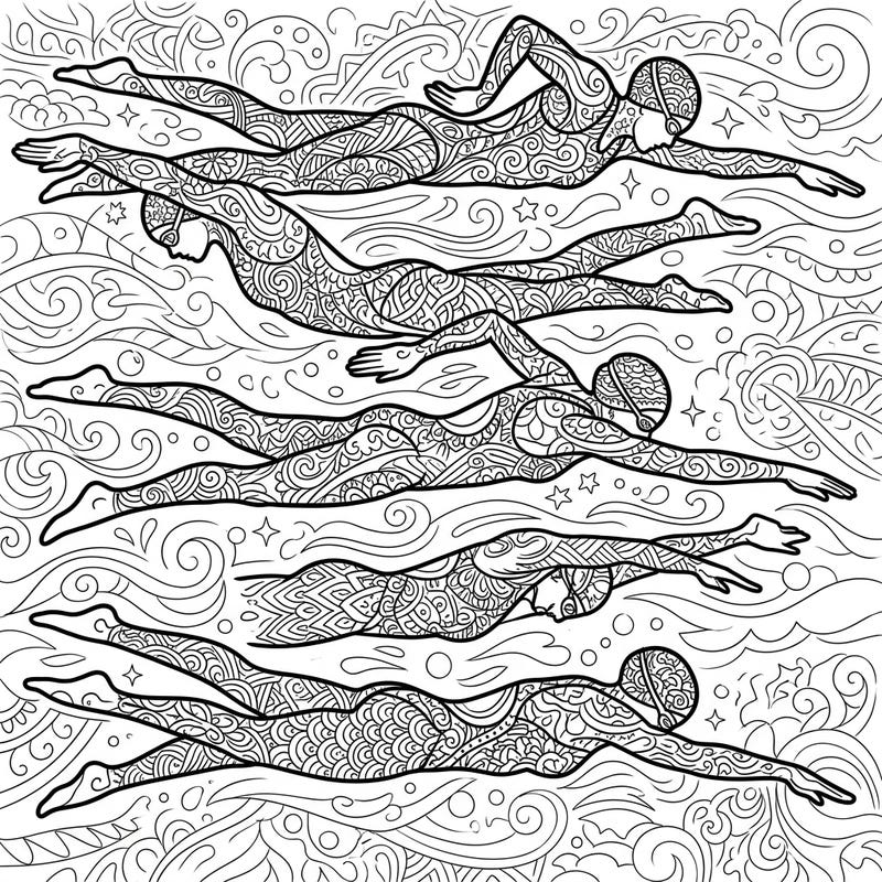 Celebrate the grace of Olympic swimmers with this unique Zentangle coloring page. Immerse yourself in intricate patterns that promise a relaxing and rewarding artistic journey.