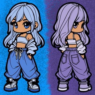 girl in crop top and baggy pants