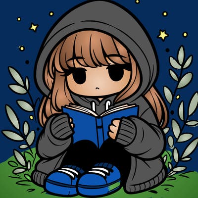 girl in oversized hoodie reading a book