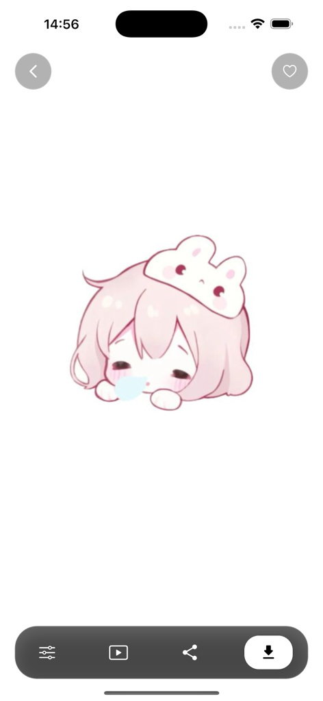 Shimeji Anime Wallpaper 4K - Uma garota de anime chibi fofa com cabelo rosa e um chapéu de coelho em um fundo branco em um aplicativo de papel de parede