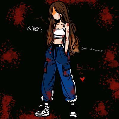 girl in baggy pants crop top and long hair