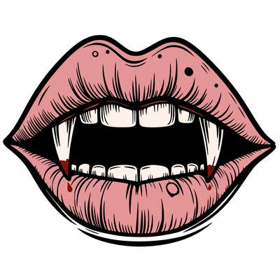 lips with vampire teeth