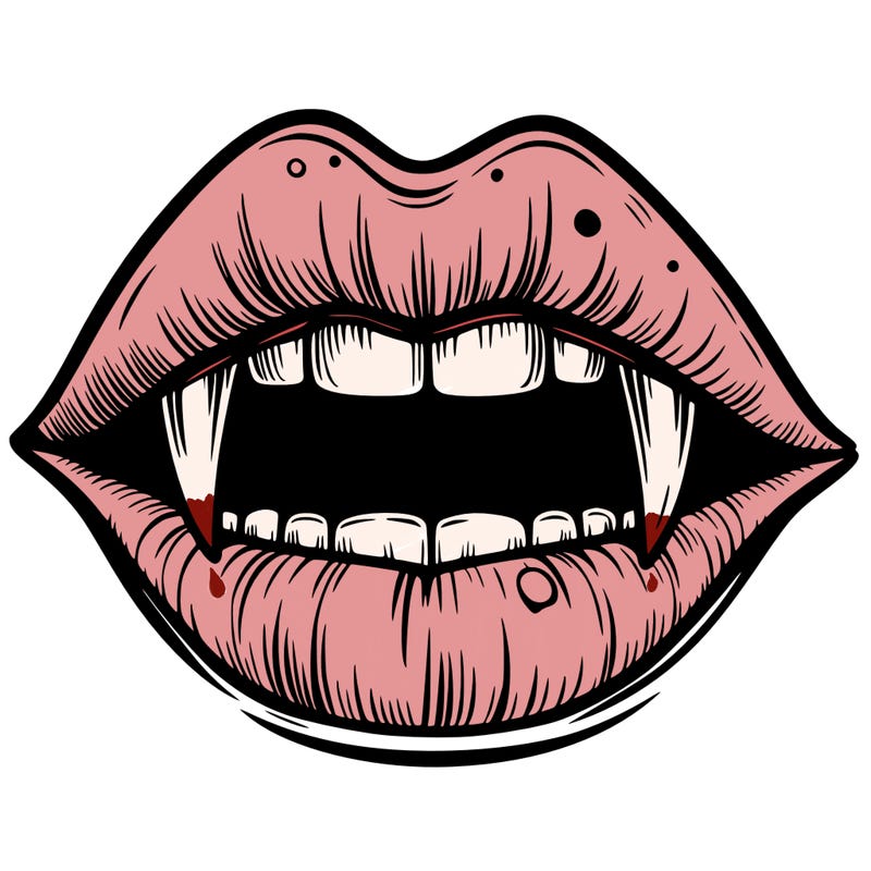 lips with vampire teeth
