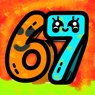 the numbers 67
