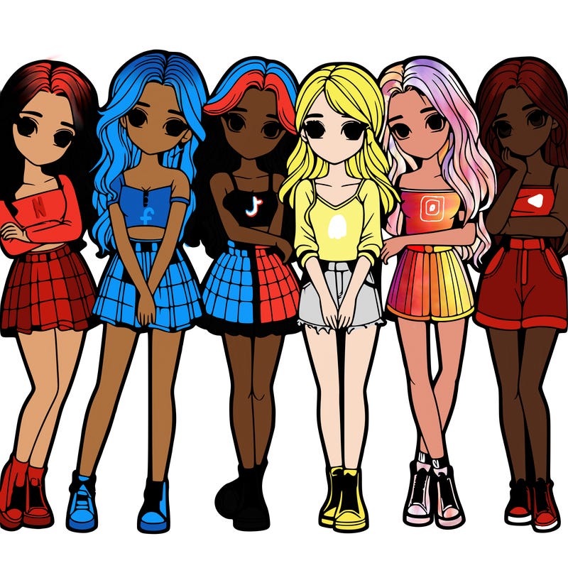 a group of girls realistic