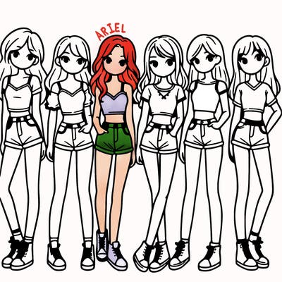 a group of girls wearing crop tops and shorts