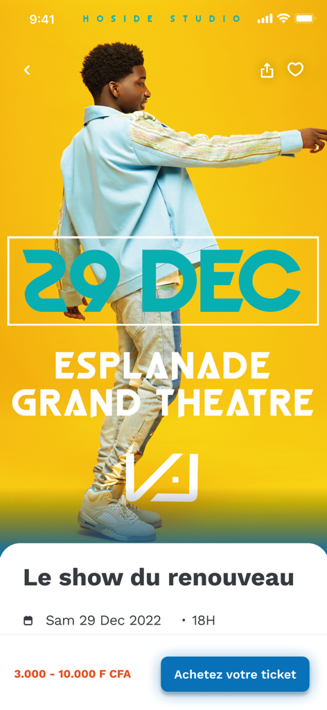 Gnudem - A screenshot of the Gnudem app showing details for an upcoming cultural event and a ticket purchase button