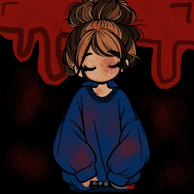 girl with baggy sweatshirt and messy bun