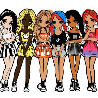 a group of girls realistic