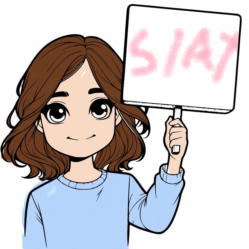 realistic girl holding up a sign