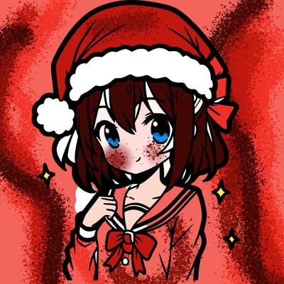 anime girl wearing a santa hat