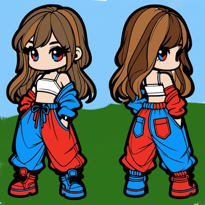 girl in crop top and baggy pants