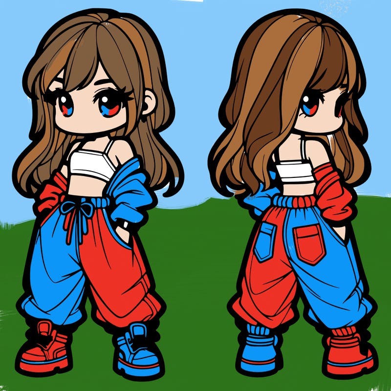 girl in crop top and baggy pants