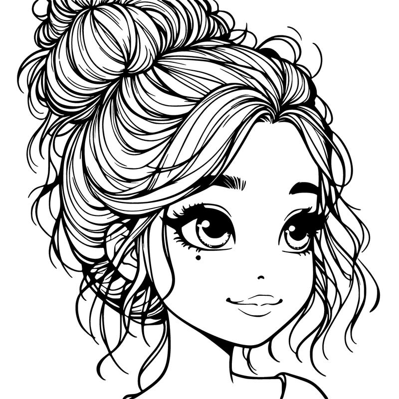 realistic girl with a messy bun