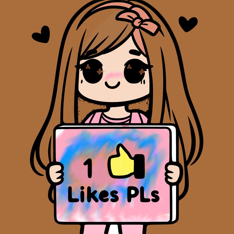 girl holding a sign saying 10 likes pls