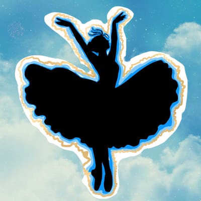 a delicate ballerina with her costume in motion.