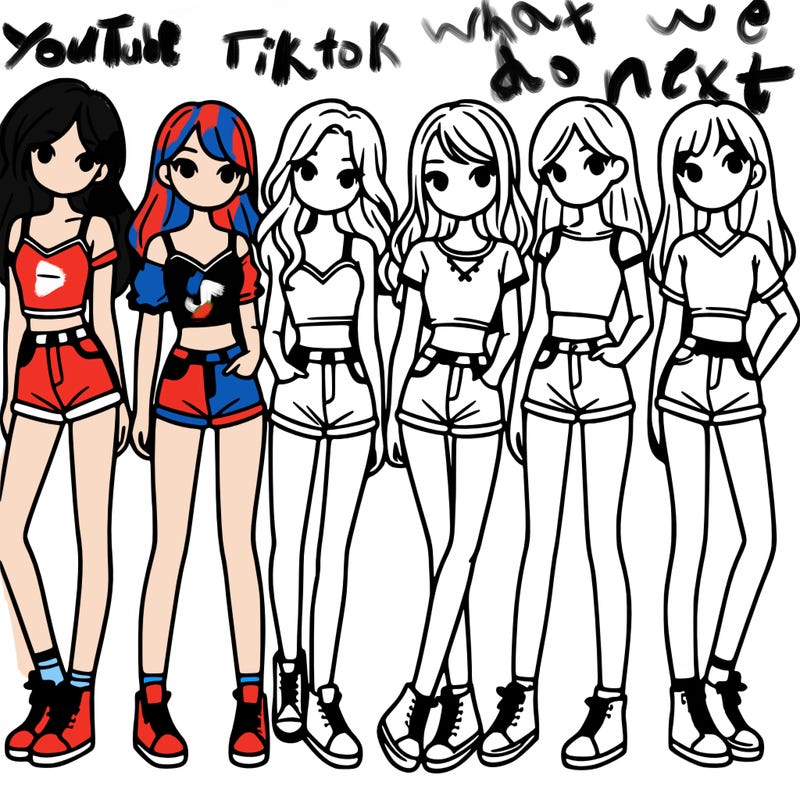 a group of girls wearing crop tops and shorts