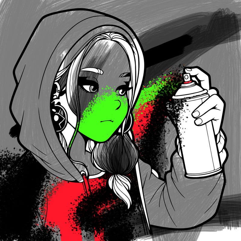 a realistic girl, spray painting