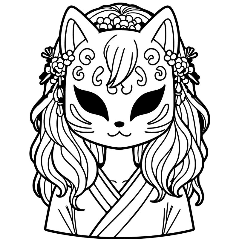 girl with kitsune mask