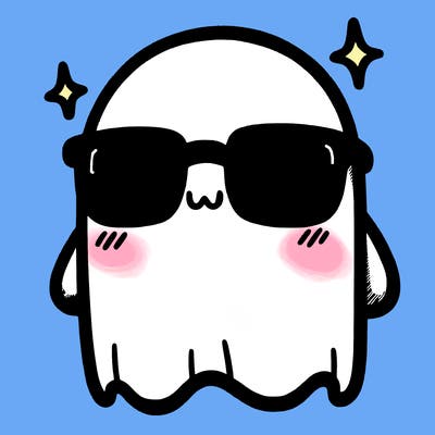 cute big shy ghost with glasses