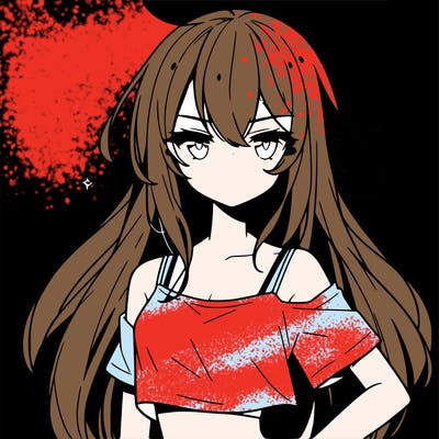 a cool anime girl with a crop top with long hair