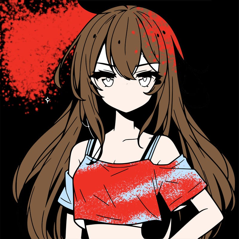 a cool anime girl with a crop top with long hair