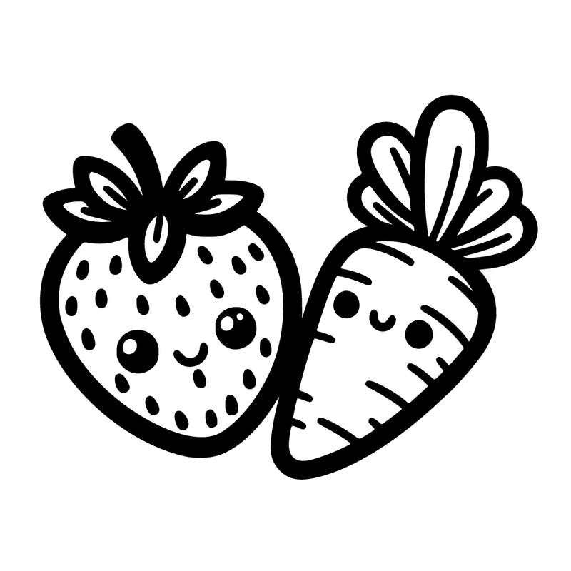 a strawberry and a carrot