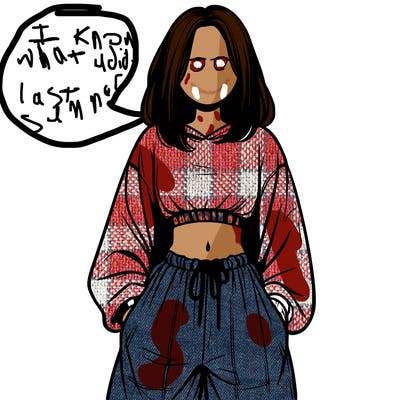 realistic girl faceless with baggy pants and a crop top